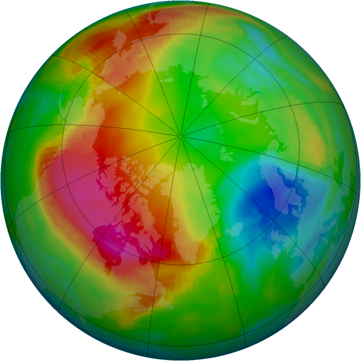Arctic ozone map for 31 January 1989